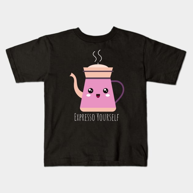 Expresso Yourself: Cute Coffee Pot T-Shirt & More | PunnyHouse Kids T-Shirt by PunnyHouse